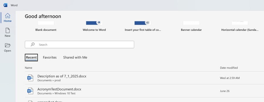 Open Microsoft Word