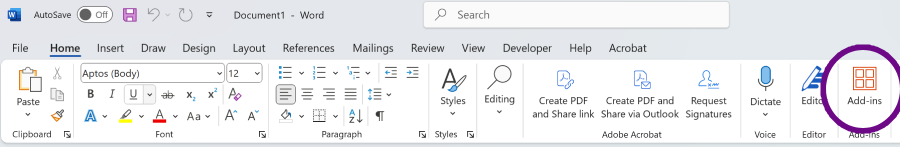 Go to Add-ins from the Home ribbon